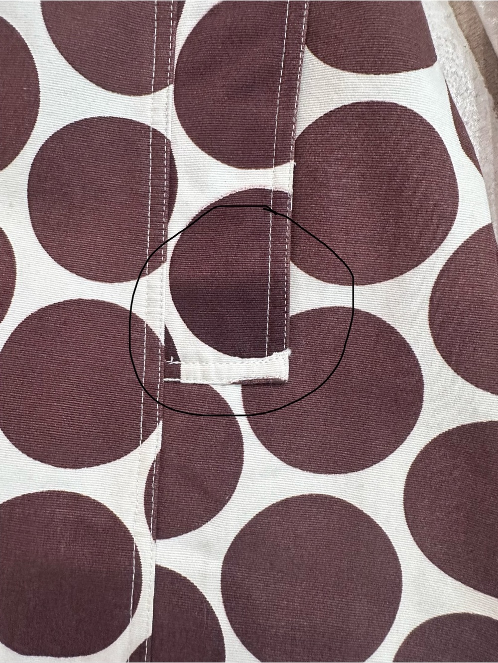 MERONA ~ Chocolate Brown Polka Dot Trench Coat w/Cream Background and Pockets - Picture 8 of 12